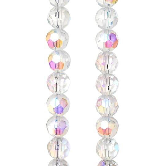 12 Pack: Crystal AB Faceted Glass Round Beads, 10mm by Bead Landing™